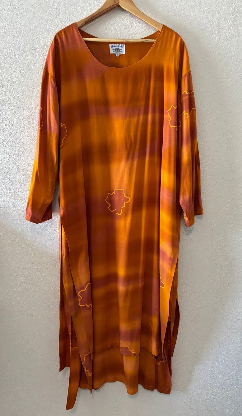 Simple People Batik Maxi Dress / Kaftan Art to Wear Boho Artsy
